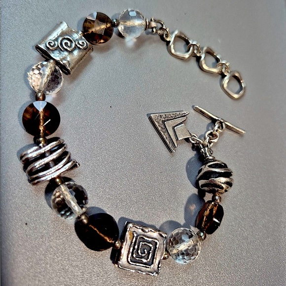 Silpada Vintage Sterling Crystal & Smokey Quartz Artistic Bracelet - Picture 7 of 8